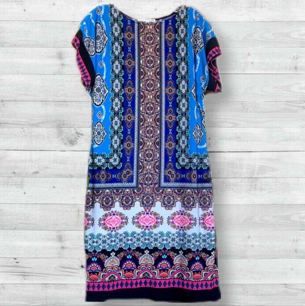 Studio One Dress, Multicolored Medium Shift Geometric Print Geo Pattern D3